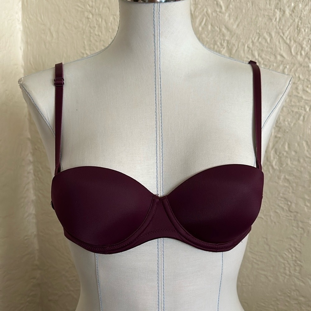 Victoria’s Secret Pink Burgundy Wear Everywhere Push-up Convertible Bra 32B